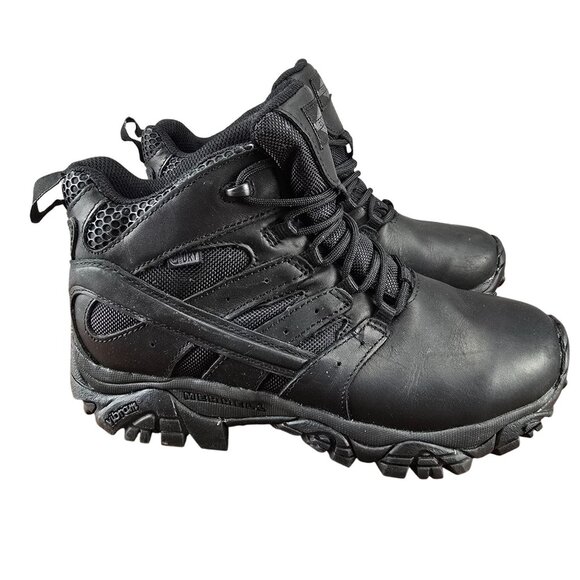 Merrell Mens 7M Lace-Up Leather‎ Hiking Boots Black - Picture 1 of 14